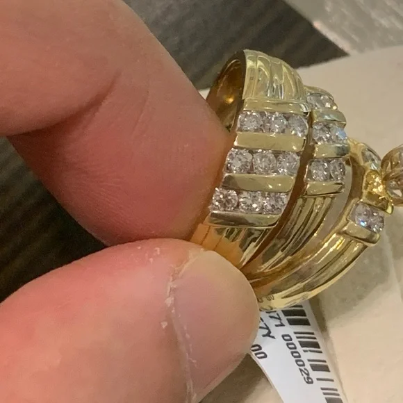 Trio set 10kt gold and 1.00 cttw diamonds for men woman